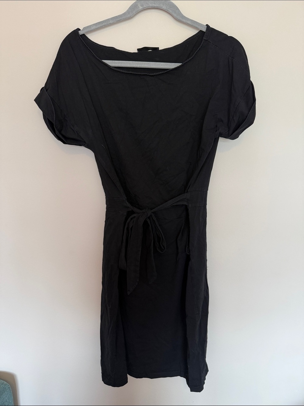 Women’s Black Midi Tie-Waist Dress